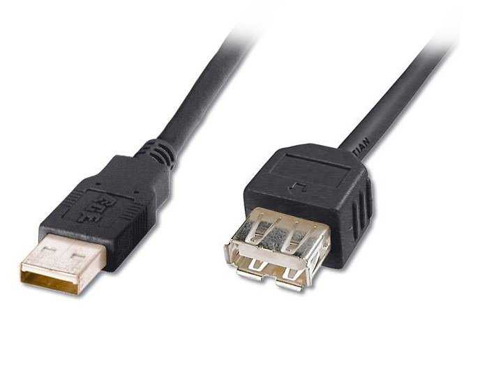 PremiumCord Kabel USB 2.0 A-A 20cm prodlužovací (A-M/A-F), černý