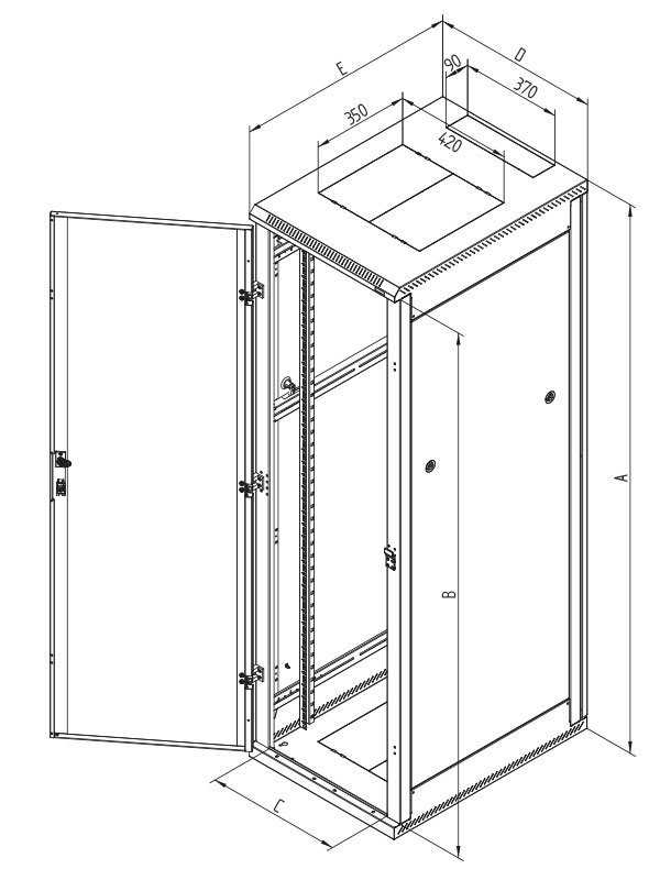 Triton 19" rozvaděč stojanový 42U/600 x 600 plechové perforované dveře, šedý