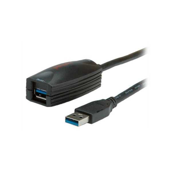 ROLINE aktivní prodlužovací kabel USB 3.0/ zástrčka USB 3.0 - zásuvka USB 3.0/ černý/ 5 m
