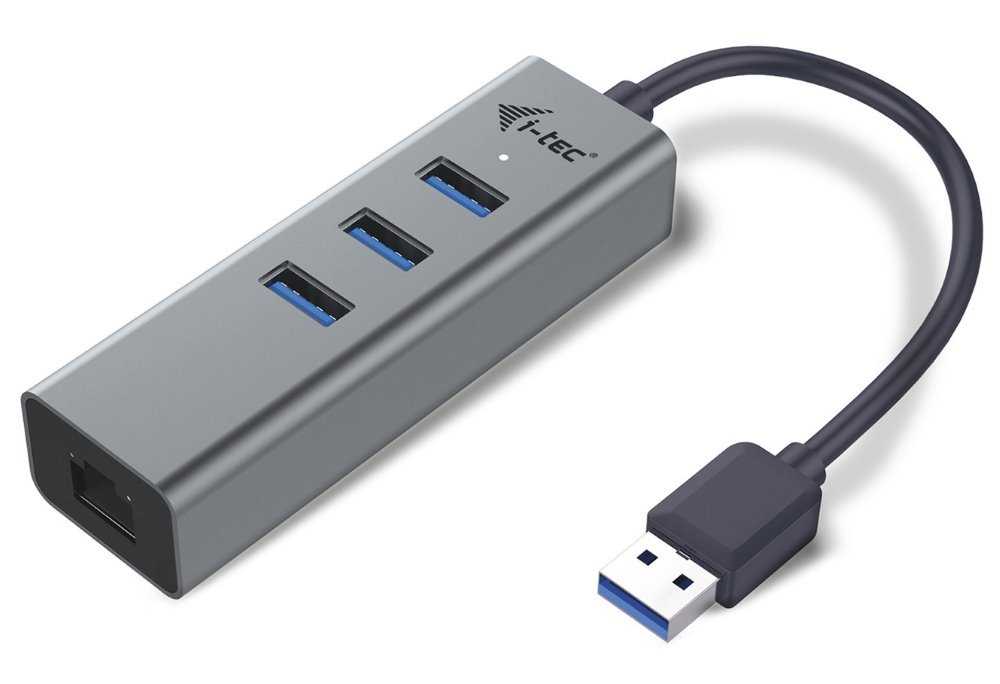 i-tec USB 3.0 HUB METAL/ 3 porty/ USB 3.0 na Gigabit Ethernet adaptér (RJ45)/ šedý