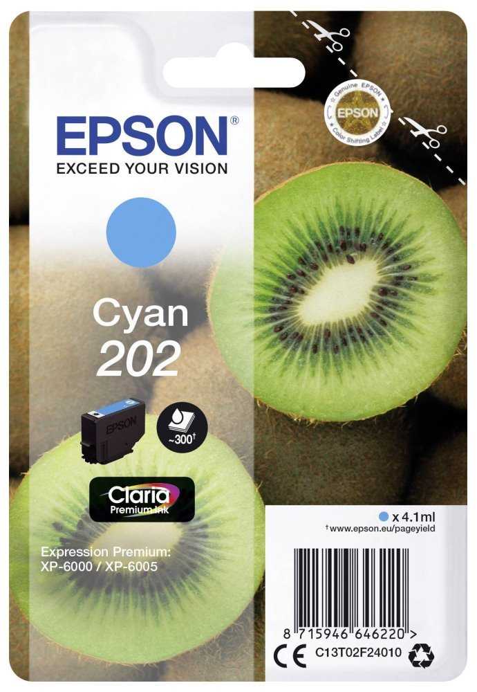 Epson inkoustová náplň/ C13T02F24010/ 202 Claria Premium ax / Expression Premium XP-6000/ 4,1ml/ azurová