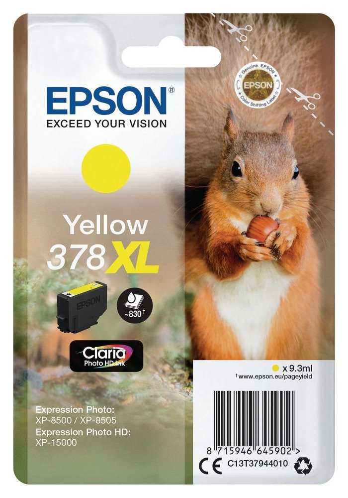 Epson inkoustová náplň/ C13T37944010/ 378 XL Claria Photo HD/ Expression Photo HD XP-15000/ žlutá