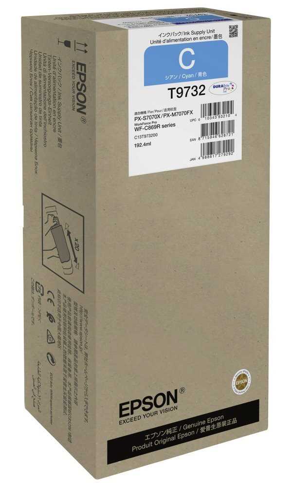 Epson inkoustová náplň/ C13T973200/ WorkForce Pro WF-C869R/ XL/ azurová