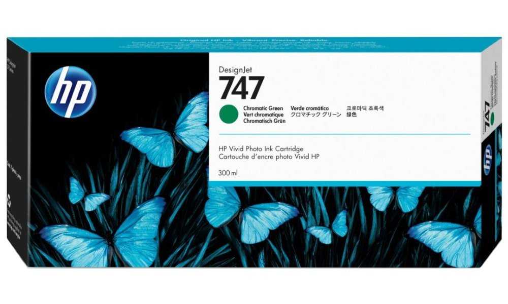 HP inkoustová kazeta P2V84A, HP 747, chromatická zelená, 300ml