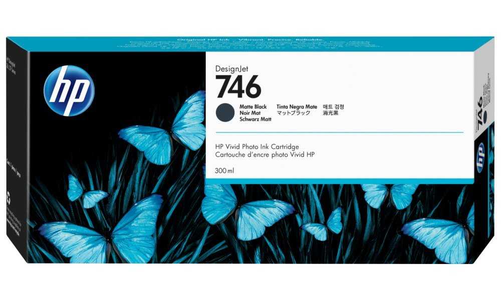 HP inkoustová kazeta P2V83A, HP 746, matná černá, 300ml, DesignJet Z6, Z9+