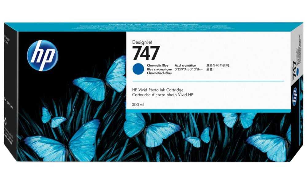 HP inkoustová kazeta P2V85A, HP 747, chromatická azurová, 300ml