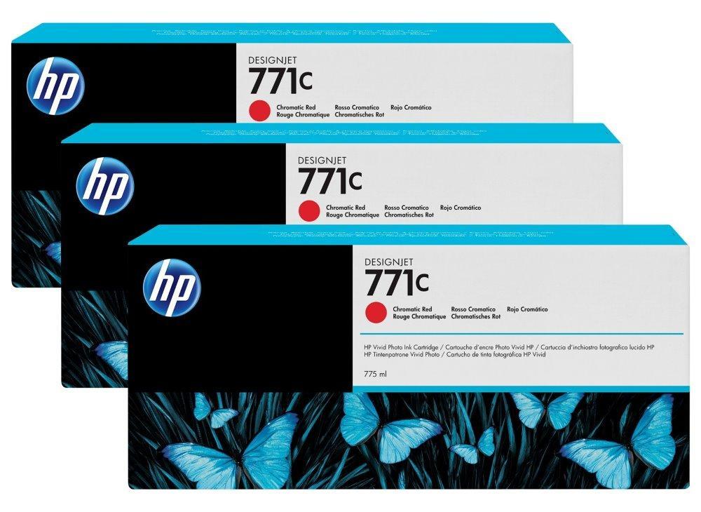 HP 771C Trojbalení chromatické červené inkoustové kazety DesignJet, 775 ml