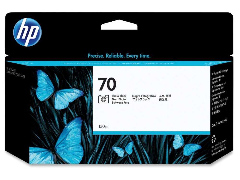 HP 70 Fotografická Černá inkoustová kazeta DesignJet, 130 ml