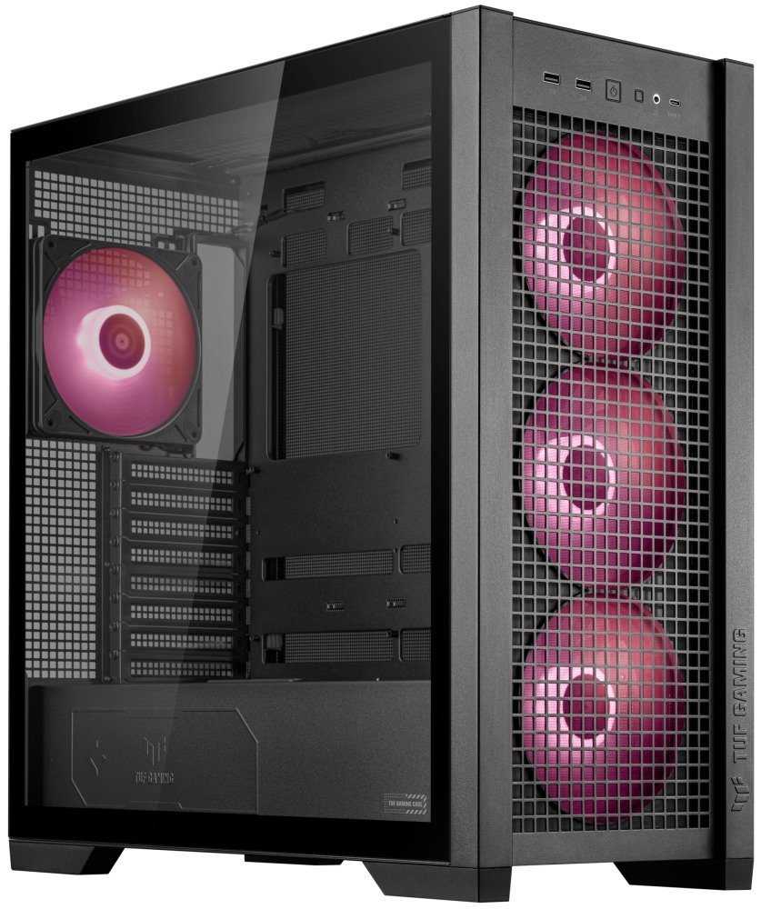 ASUS skříň TUF GAMING GT302 TG ARGB BLACK / ATX / průhledná bočnice / 4x 140mm ARGB / bez zdroje / černá