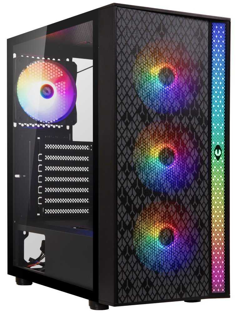 BitFenix skříň Light / ATX / 4x120mm RGB fan / 2xUSB 3.0 / USB 2.0 / tvrzené sklo / černá