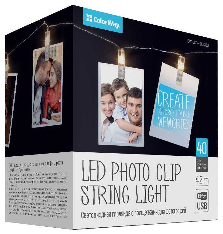 COLORWAY LED fotokolíčky / 40 LED / délka 4,2 m / teplá bílá/ napájení USB