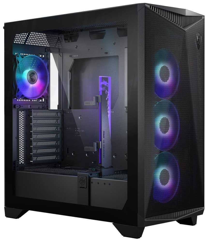 MSI skříň MPG GUNGNIR 300R AIRFLOW/ bez zdroje/ levé temperované sklo/ 4x 120 mm A-RGB fan/ 1x USB-C/ 2x USB3.2/ černá