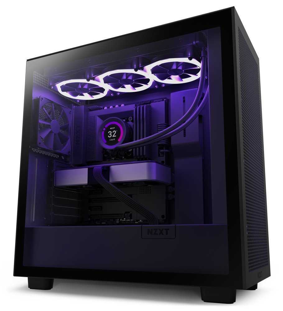 NZXT skříň H7 Flow edition / ATX / 3x 120 mm fan / USB-C / 2x USB / prosklená bočnice / mesh panel / černá