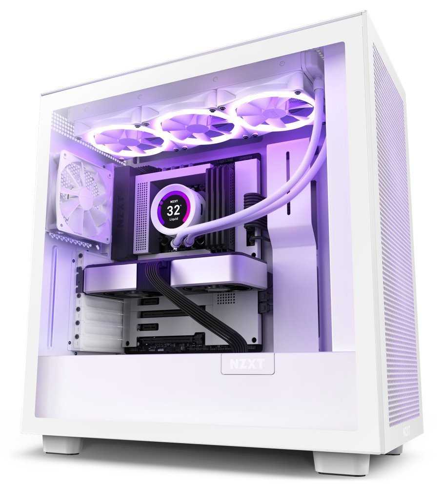 NZXT skříň H7 Flow edition / ATX / 3x 120 mm fan / USB-C / 2x USB / prosklená bočnice / mesh panel / bílá