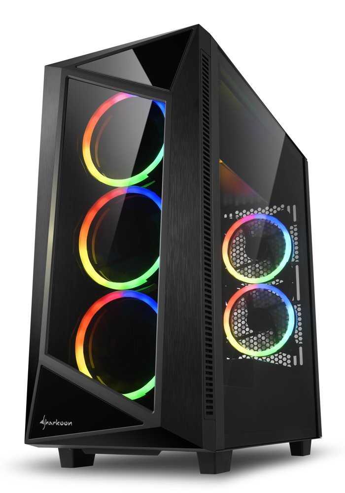 Sharkoon skříň REV200 / Midi Tower / ATX / 2x USB3.0 / 2x USB2.0 / průhledná bočnice / černá