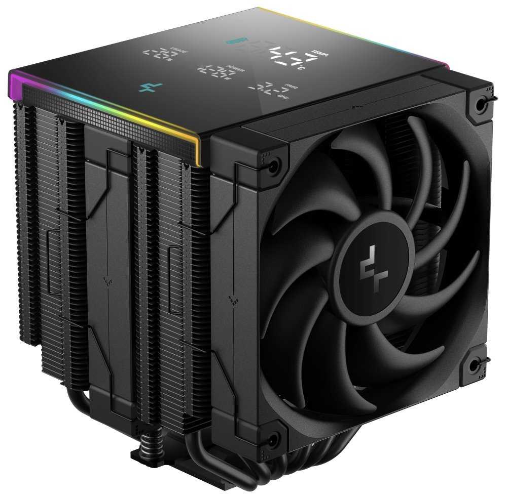 DEEPCOOL chladič AK620 Digital Pro / 2x120mm fan / 6x heatpipes / pro Intel i AMD/ černý / digitální display více hodnot