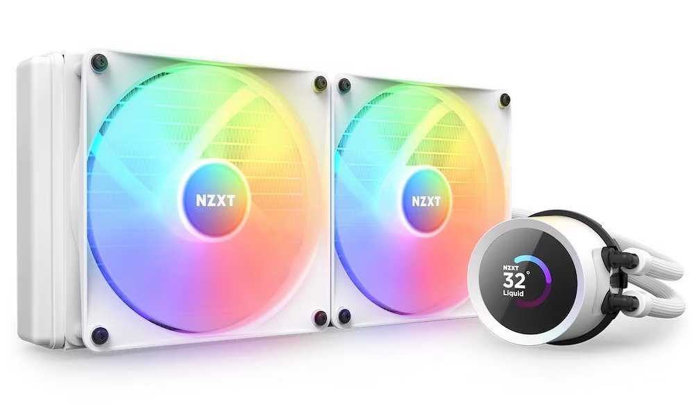 NZXT vodní chladič Kraken 280 RGB / 2x140mm fan / 4-pin PWM / LCD disp. / 6 let / bílý