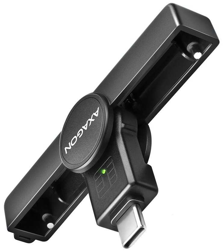 AXAGON kapesní čtečka kontaktních smart karet USB-C (eObčanka) / CRE-SMP1C / USB 2.0