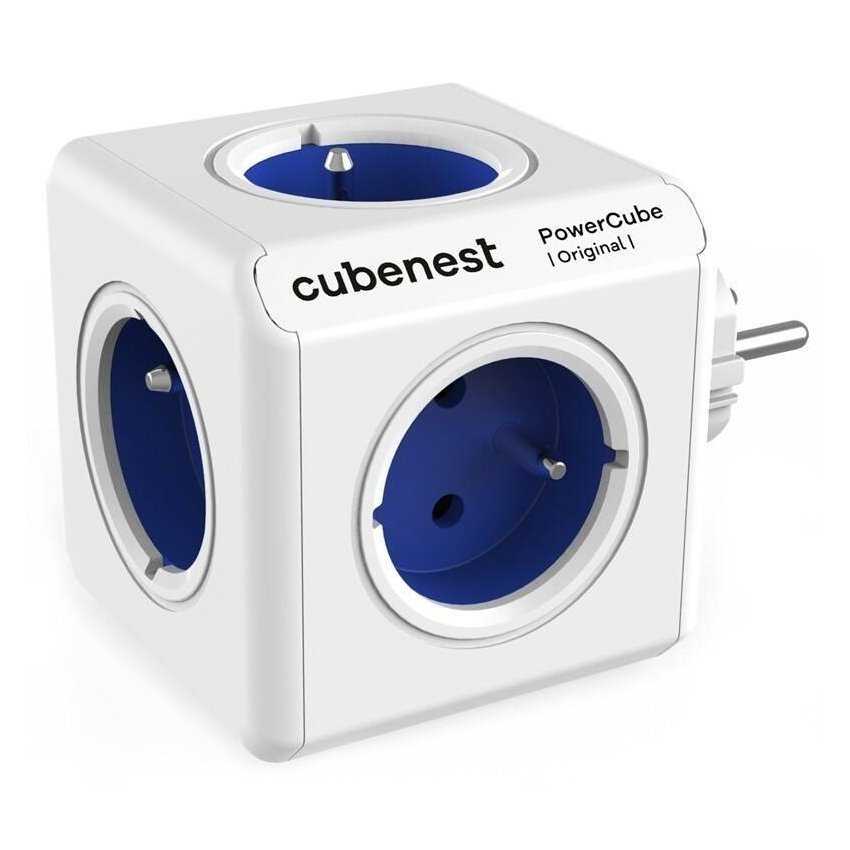 Cubenest Powercube Original,  5× zásuvka, bílá/modrá, dětská pojistka, uzemnění, max. 16A/250V~3680W/50-60Hz