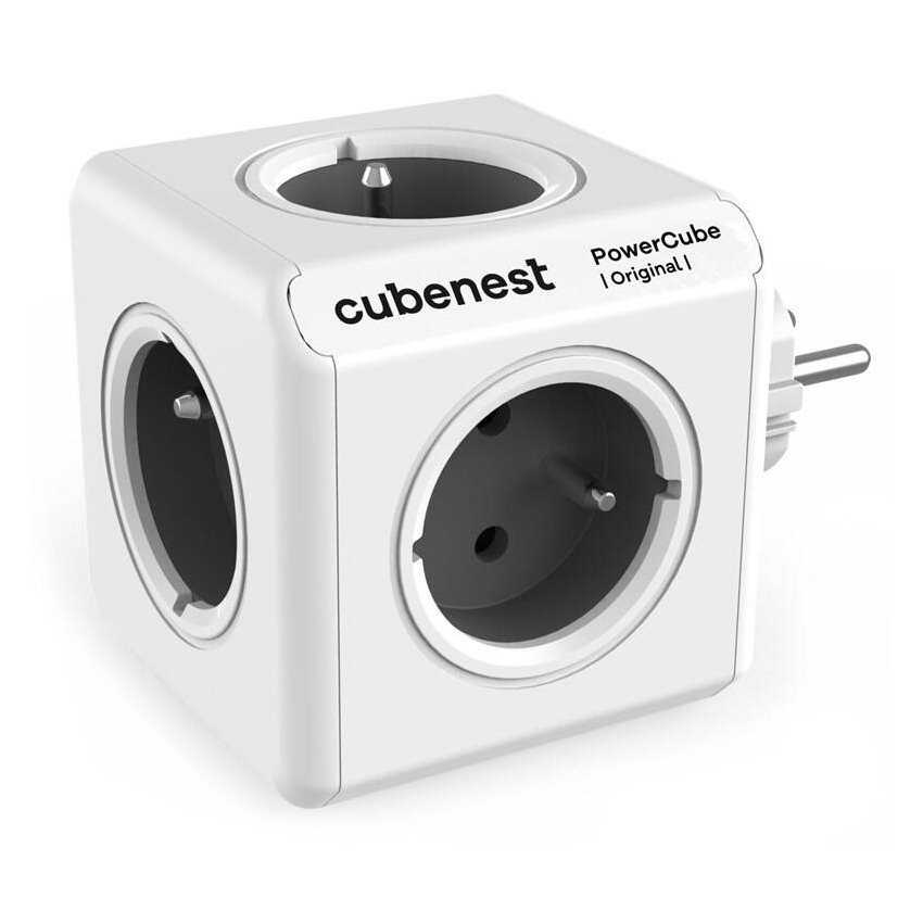 Cubenest Powercube Original,  5× zásuvka, bílá/šedá, dětská pojistka, uzemnění, max. 16A/250V~3680W/50-60Hz