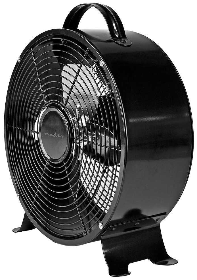 NEDIS stolní ventilátor/ průměr 25 cm/ výkon 20 W/ síťové napájení/ 2 rychlosti/ kovový/ černý