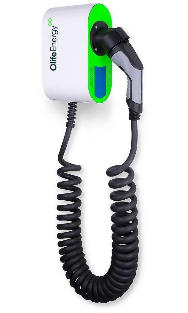 OlifeEnergy EV nabíječ elektromobilů BASE AC 22kW, Wallbox, Type2, kroucený kabel, RFID, automód