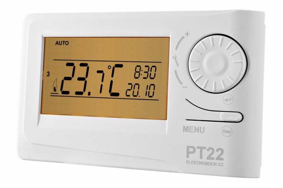 ELEKTROBOCK Prostorový termostat PT22   programovatelný, velký LCD displej