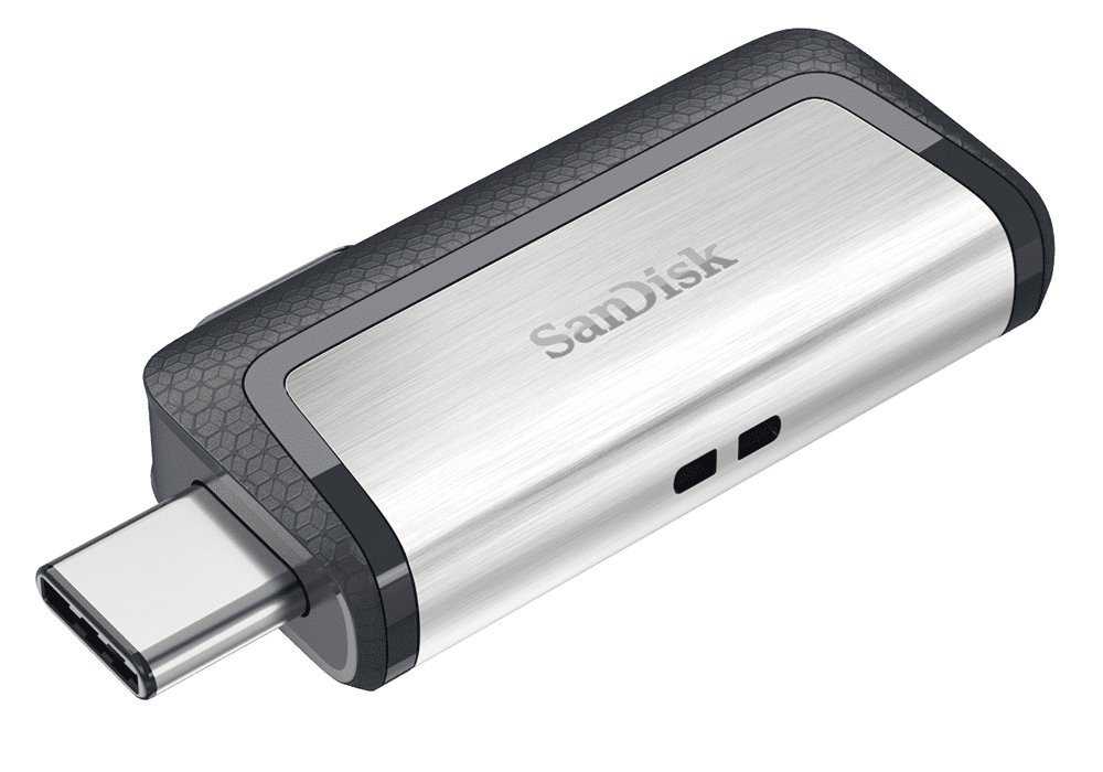 SanDisk Ultra Dual USB-C Drive 64GB / USB 3.0 Typ-C /  USB 3.0 Typ-A / stříbrný