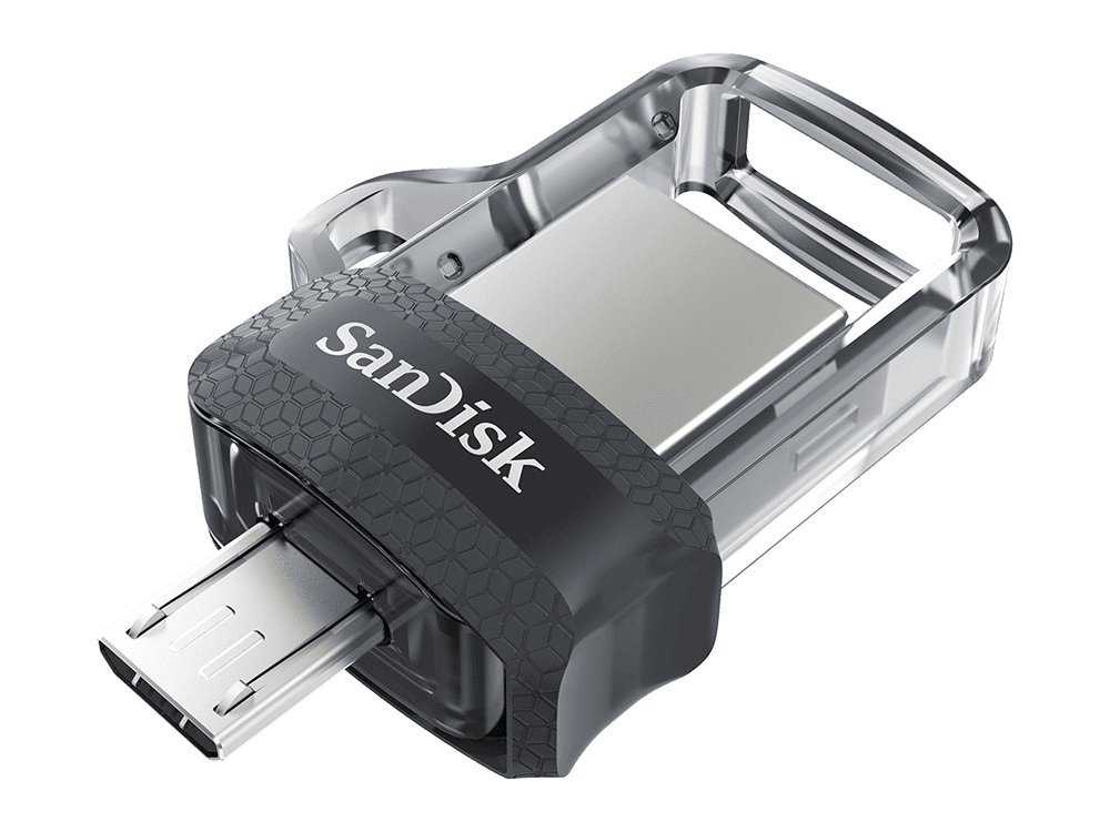 SanDisk Ultra Dual Drive m3.0 64GB / USB 2.0 Typ Micro B / USB 3.0 Typ-A / šedá
