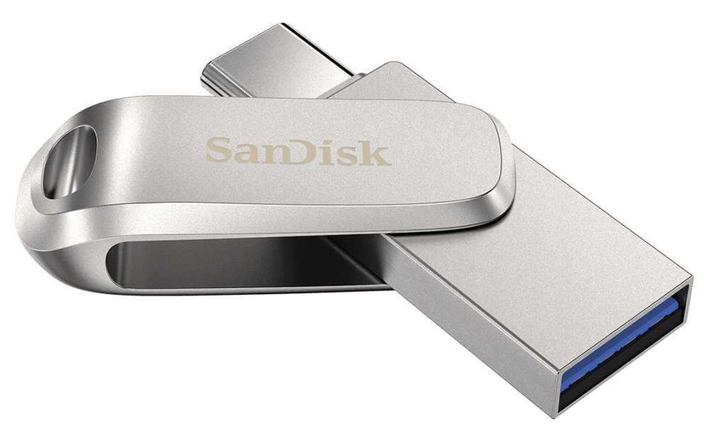 SanDisk Ultra Dual Drive Luxe USB-C 1TB / USB 3.0 Typ-C /  USB 3.0 Typ-A / stříbrný