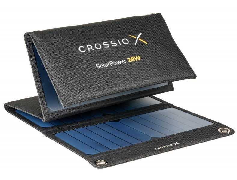CRONO CROSSIO solární panel 3.0/ 28 W/ USB-A/ USB-C/ černý