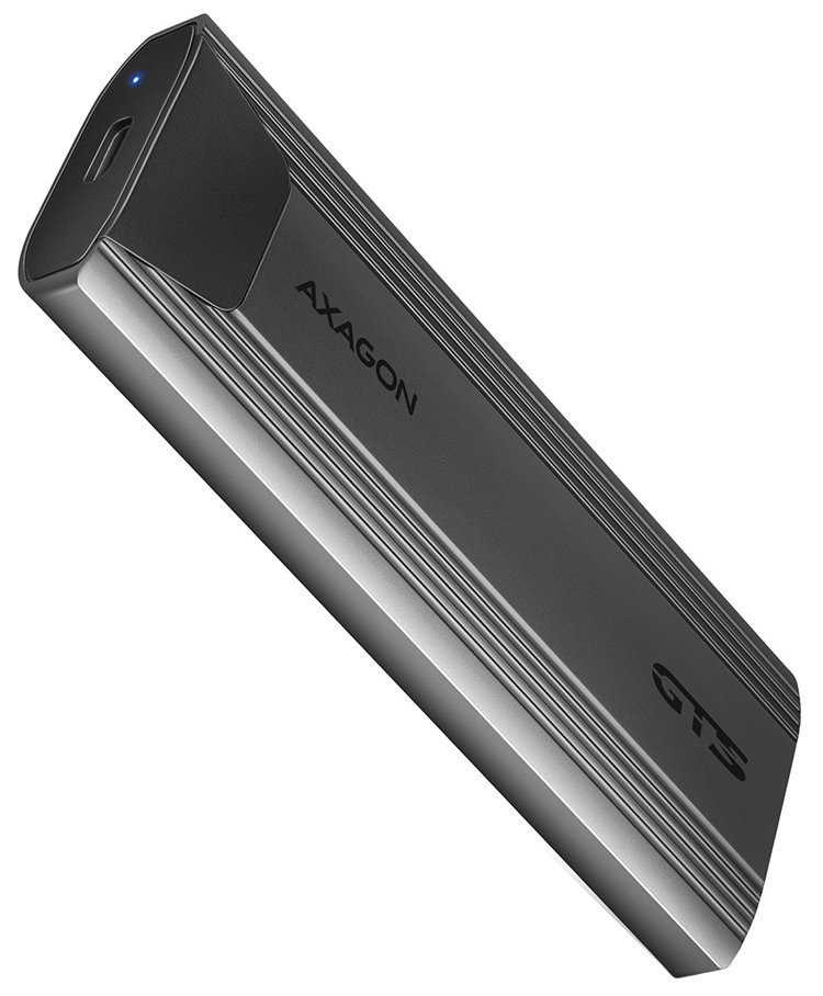 AXAGON kovový box na M.2 NVMe SSD / EEM2-GTS / USB-C 3.2 Gen 2 / USB 3.2 Gen1 / kabel 20cm / bezšroubkový