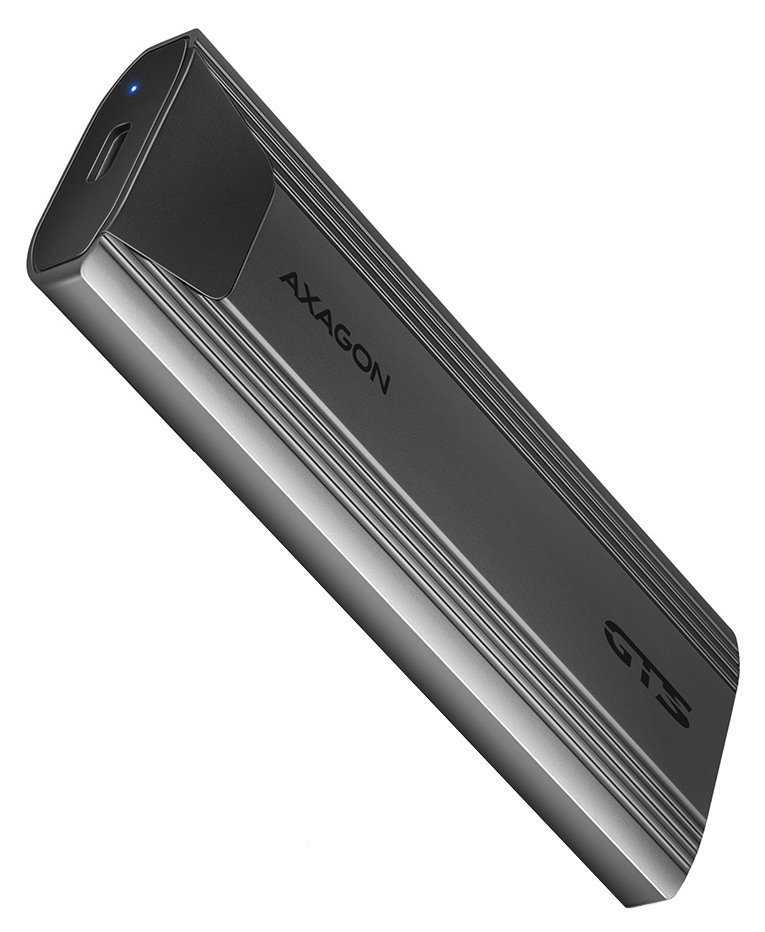 AXAGON kovový box na M.2 NVMe SSD / EEM2-GTSA / USB-C 3.2 Gen 2 / USB 3.2 Gen1 / kabel 20cm / bezšroubkový