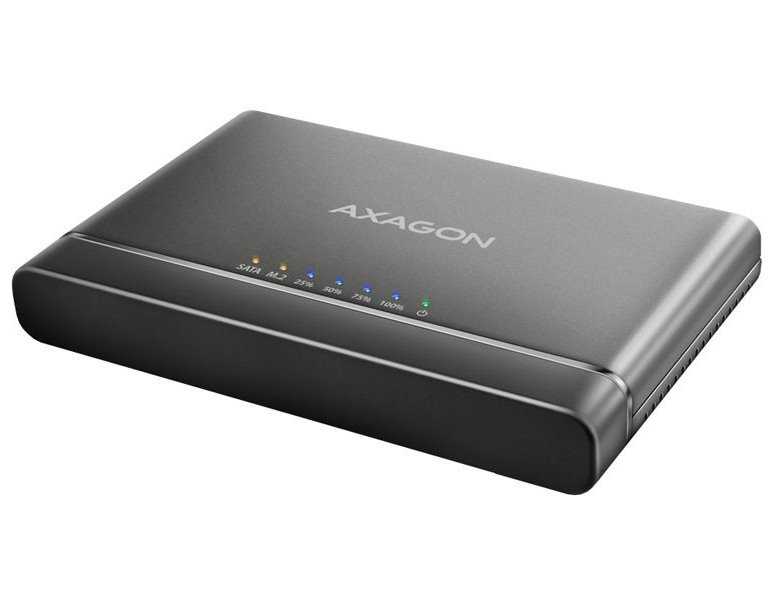 AXAGON kovový box na M.2 NVMe a 2,5" SATA SSD s funkní klonování / ADSA-CC / USB-C 3.2 Gen 2 / kabel 30cm
