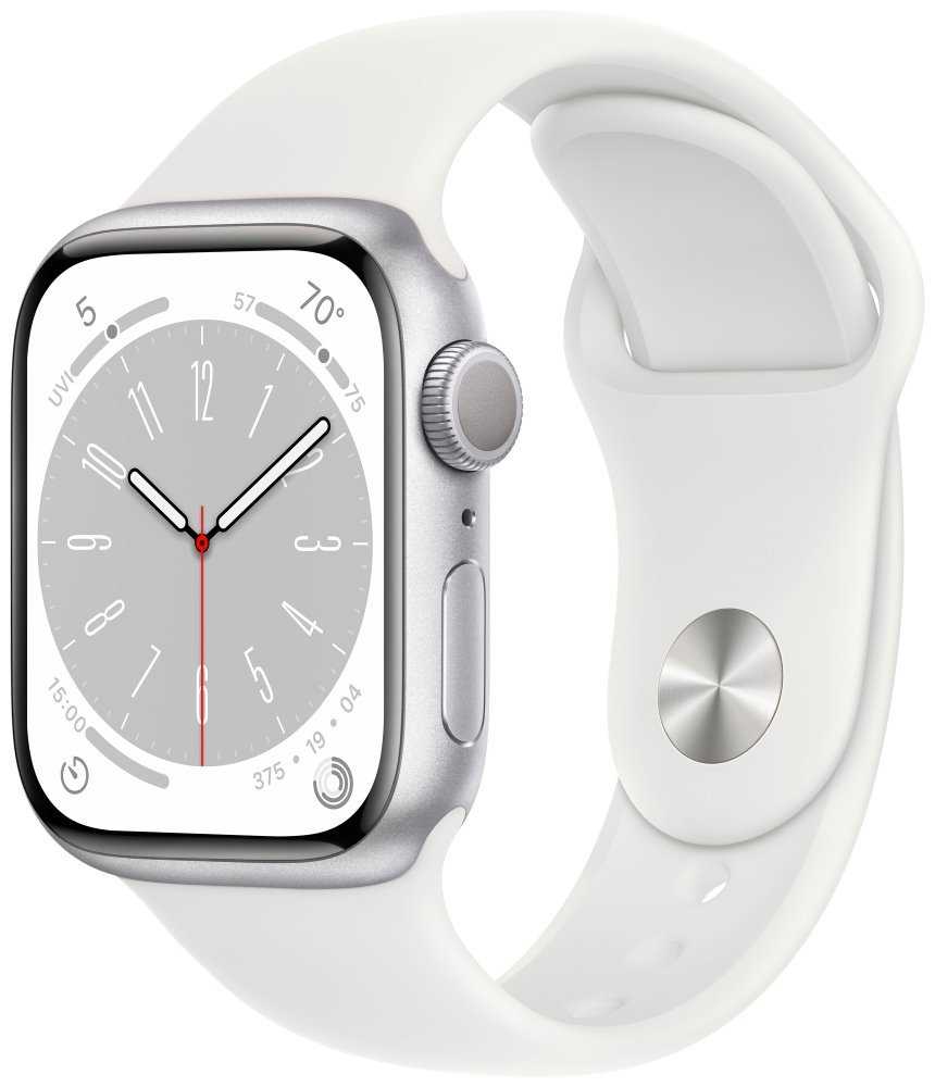 Apple Watch Series 8 GPS 45mm Silver Aluminium Case with White Sport Band - Regular