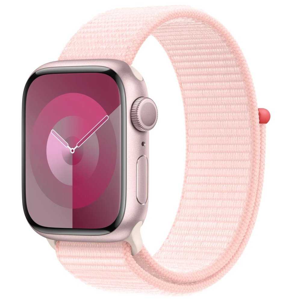 Apple Watch Series 9 41mm Růžový hliník se světle růžovým provlékacím řemínkem