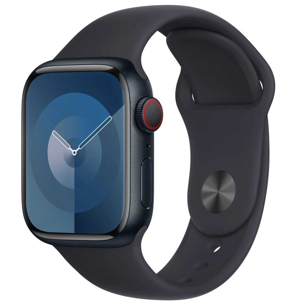 Apple Watch Series 9 Cellular 41mm Temně inkoustový hliník s temně inkoustovým sportovním řemínkem S