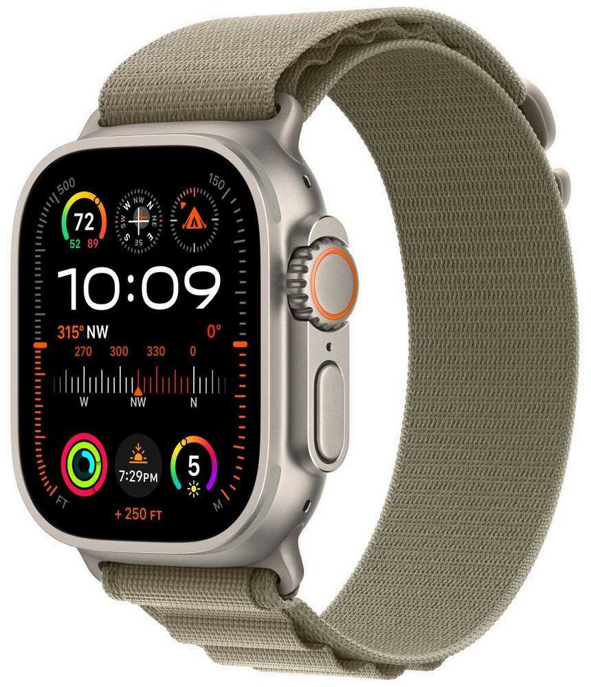 Apple Watch Ultra 2 GPS + Cellular 49mm titanové pouzdro s olivovým alpským tahem S