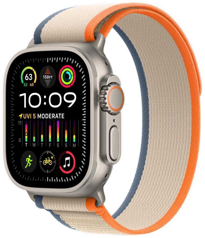 Apple Watch Ultra 2 GPS + Cellular 49mm titanové pouzdro s oranžovo-béžovým trailovým tahem - S/M