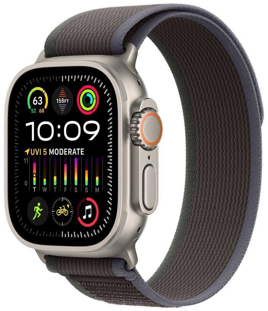 Apple Watch Ultra 2 GPS + Cellular 49mm titanové pouzdro s černo-modrým trailovým tahem - M/L