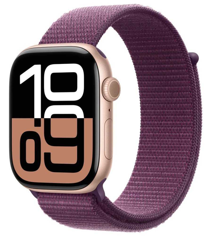 Apple Watch Series 10 GPS + Cellular 46mm Růžově zlatý hliník se švestkovým provlékacím řemínkem