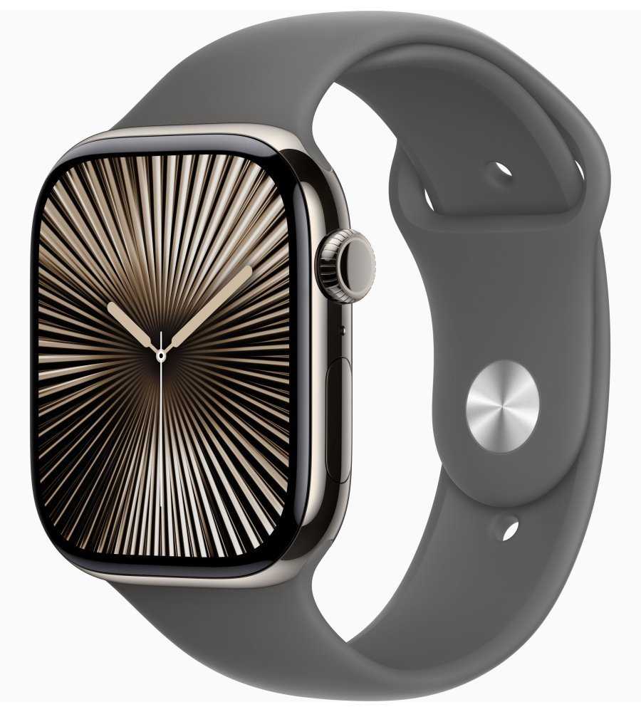 Apple Watch Series 10 GPS + Cellular 46mm Přírodní titan se skálově šedým sportovním řemínkem - S/M