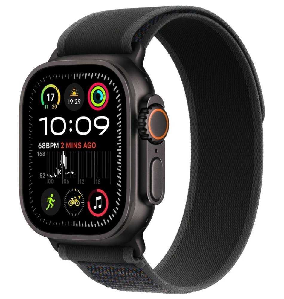 Apple Watch Ultra 2 49mm Černý titan s černým trailovým tahem - M/L