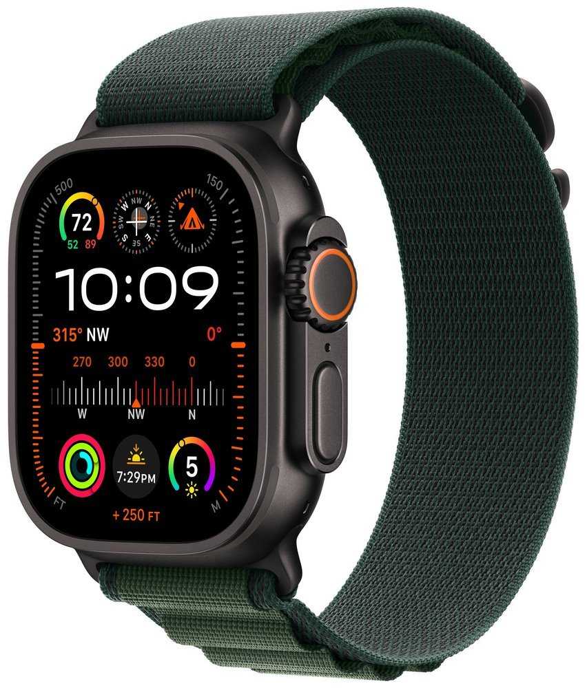 Apple Watch Ultra 2 49mm Černý titan s tmavě zeleným alpským tahem - L