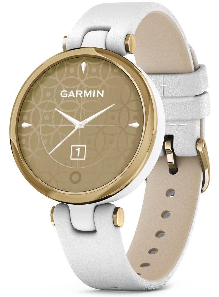 GARMIN stylové elegantní hodinky Lily Classic Light Gold/White Leather Band