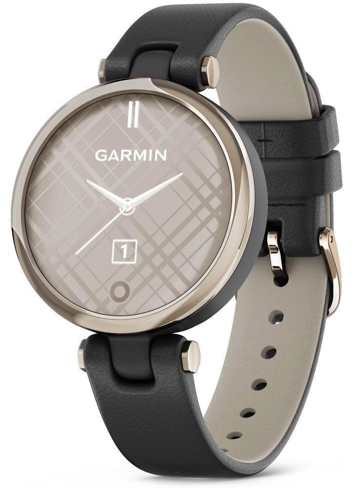 GARMIN stylové elegantní hodinky Lily Classic Cream Gold/Black Leather Band