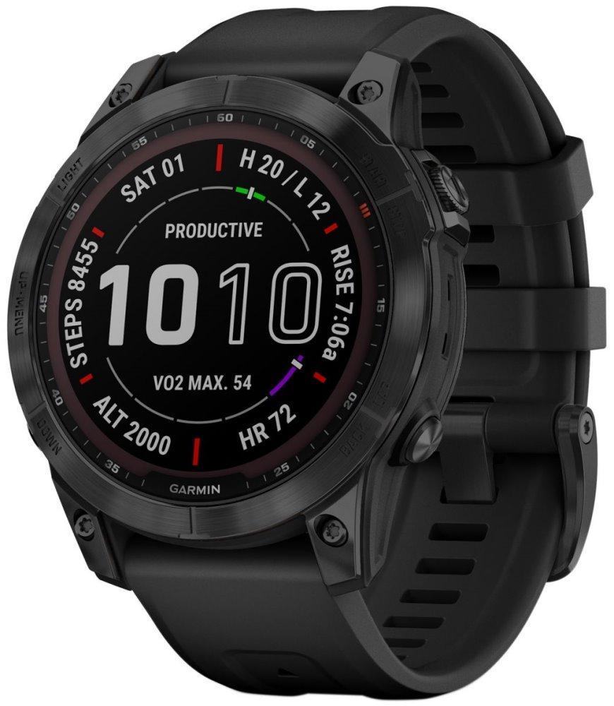 GARMIN chytré sportovní GPS hodinky fenix 7 PRO Sapphire Solar, Black DLC Titanium / Black Band