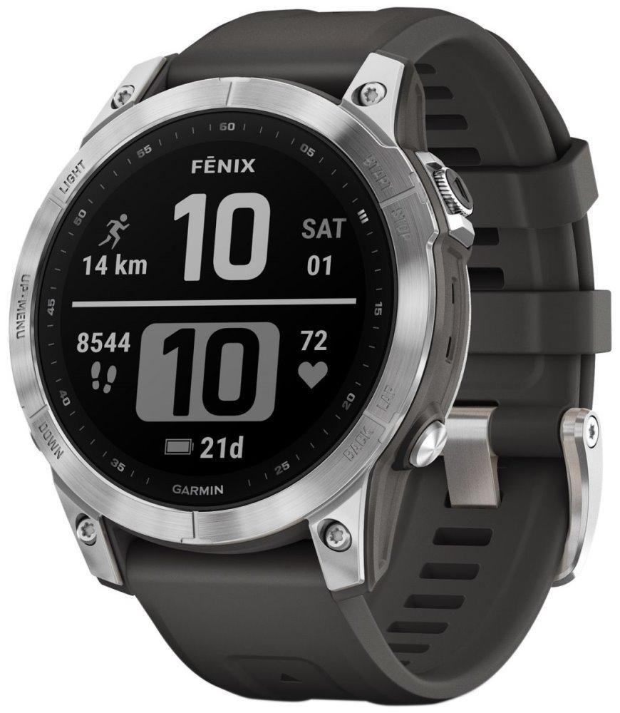 GARMIN chytré sportovní GPS hodinky fenix 7 PRO, Silver / Black Band