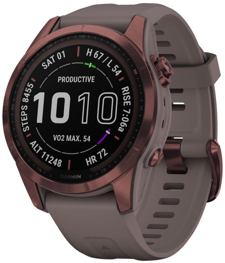 GARMIN chytré sportovní GPS hodinky fenix 7S PRO Sapphire Solar, Bronze Titanium / Grey Band
