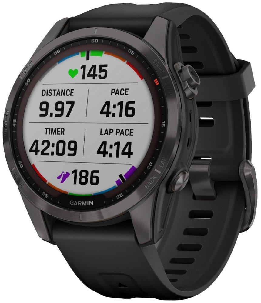 GARMIN chytré sportovní GPS hodinky fenix 7S PRO Sapphire Solar, Grey DLC Titanium / Black Band